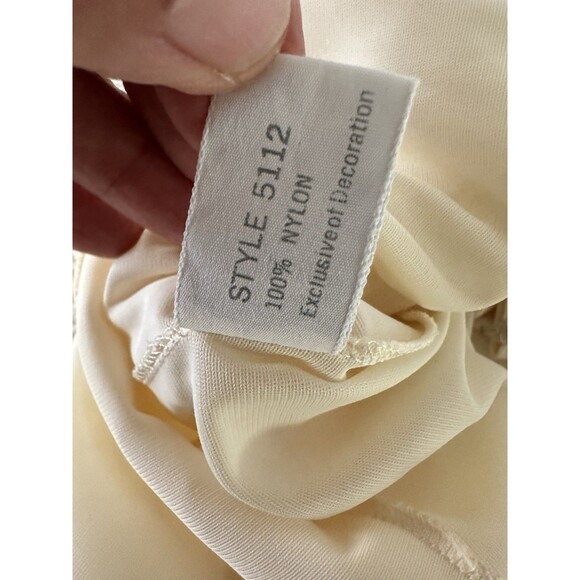 VTG 60 Artemis Nylon Chiffon Nightgown Dress Pearl Lace Bridgerton Small - Picture 9 of 10